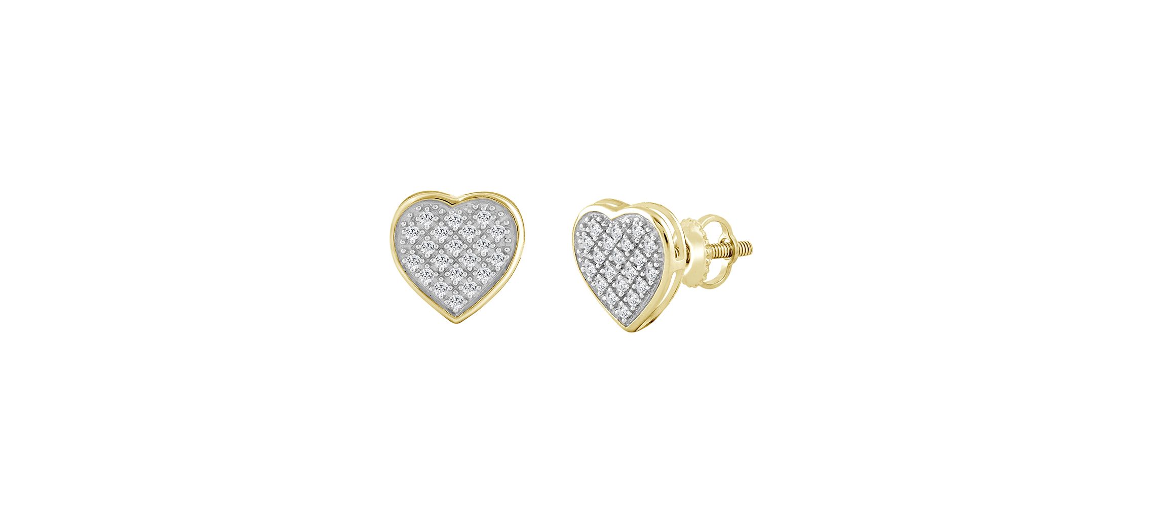 1/6ct. t.w. Heart Diamond Stud Earring in 10K Yellow Gold