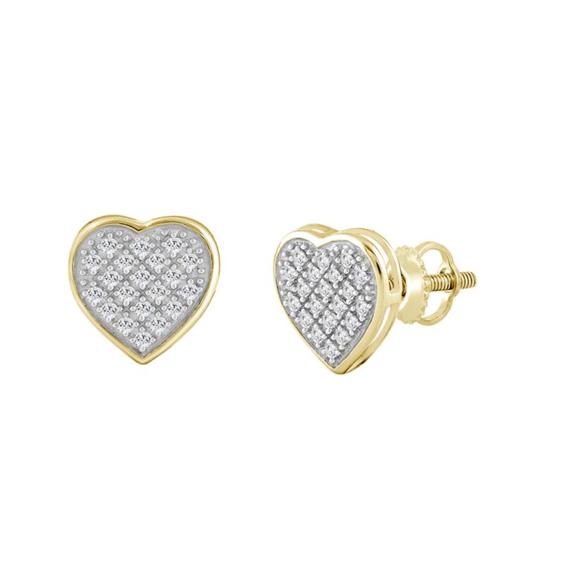 1/6ct. t.w. Heart Diamond Stud Earring in 10K Yellow Gold