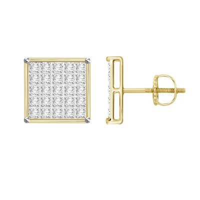 Belk & Co Men's 1/6ct. t.w. Square Shape Diamond Stud Earring in 10K Yellow Gold