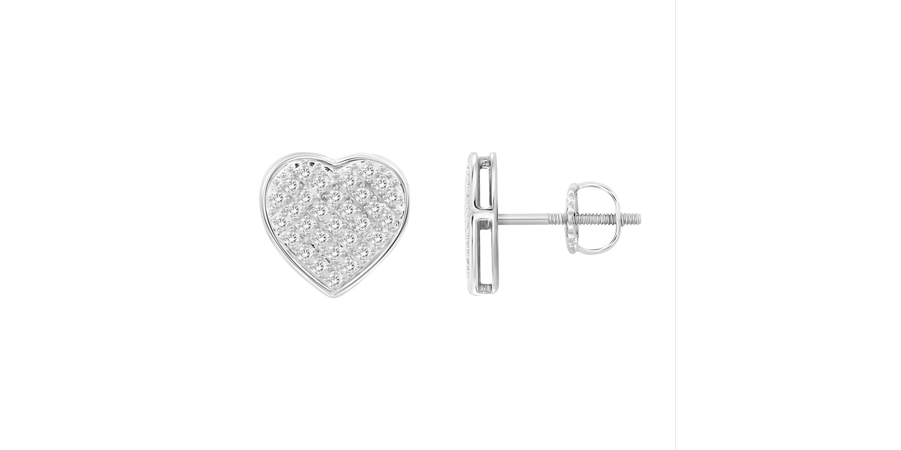 1/4ct. t.w. Heart Shape Diamond Stud Earring in 10K White Gold