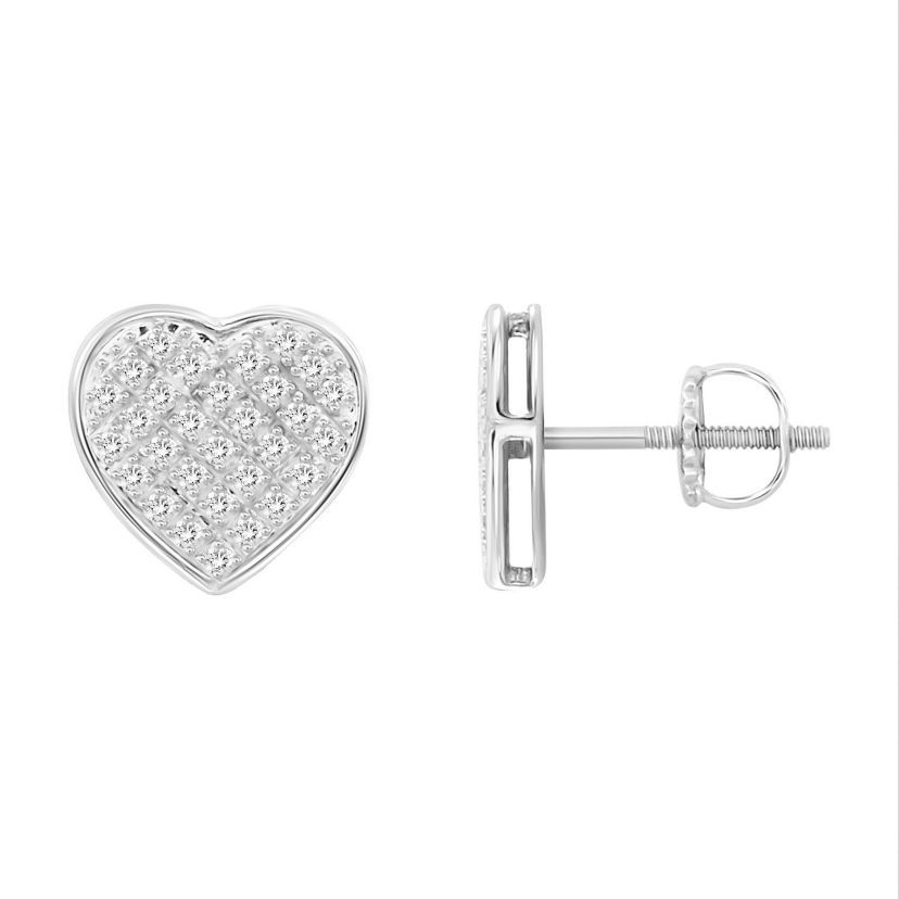 1/4ct. t.w. Heart Shape Diamond Stud Earring in 10K White Gold