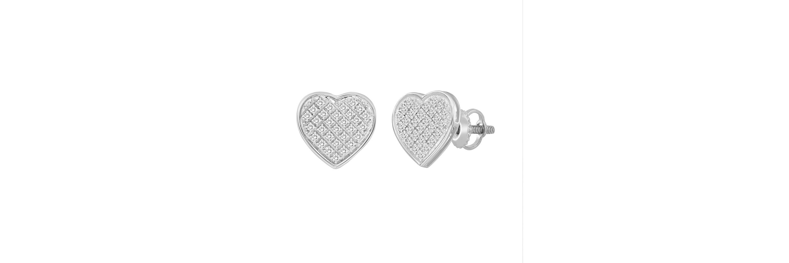 1/4ct. t.w. Heart Shape Diamond Stud Earring in 10K White Gold