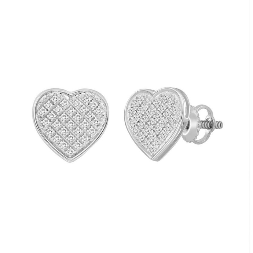 1/4ct. t.w. Heart Shape Diamond Stud Earring in 10K White Gold