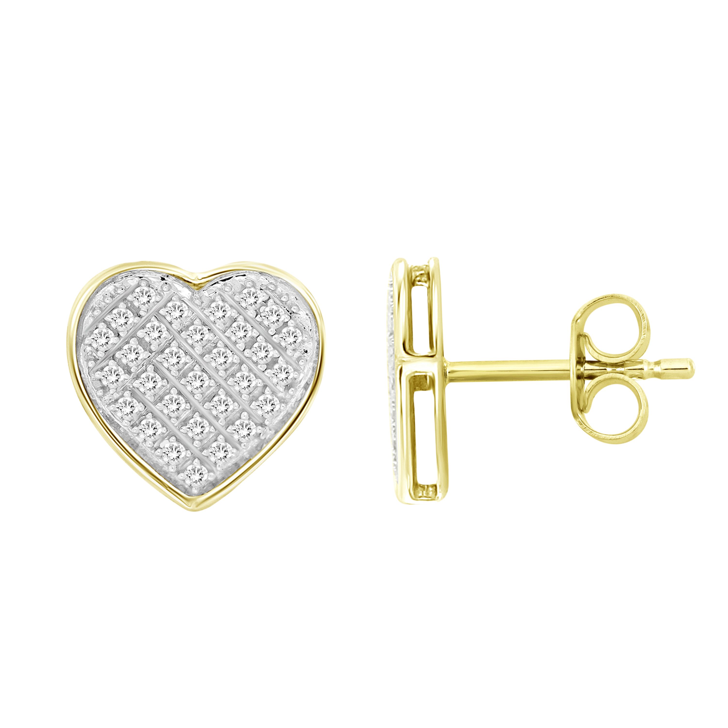 1/4ct. t.w. Heart Shape Diamond Stud Earring in 10K Yellow Gold