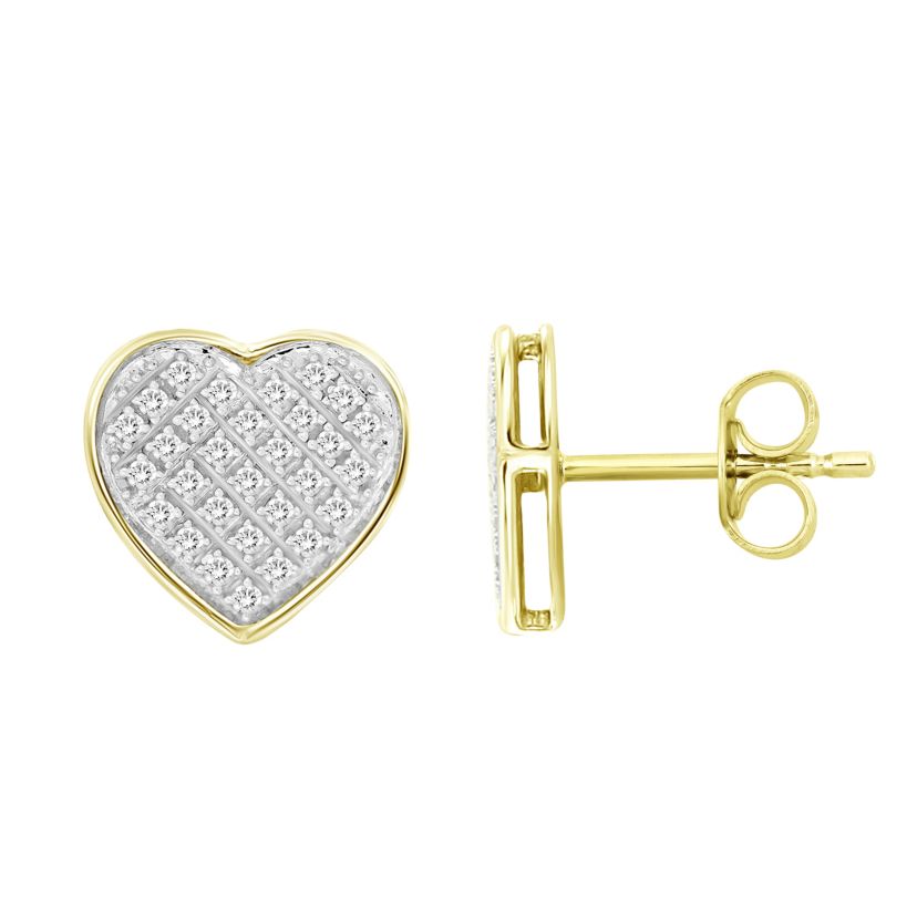 1/4ct. t.w. Heart Shape Diamond Stud Earring in 10K Yellow Gold