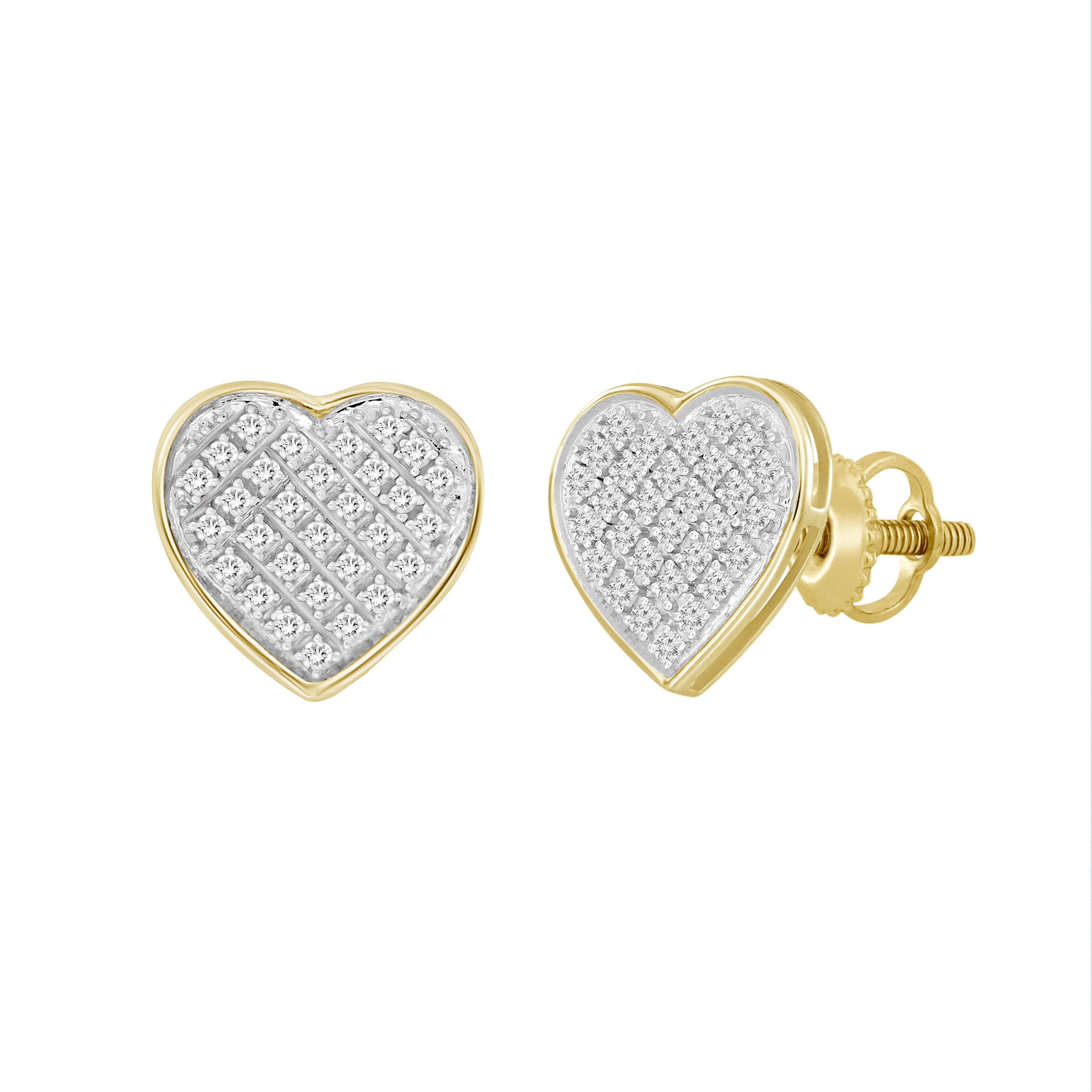 1/4ct. t.w. Heart Shape Diamond Stud Earring in 10K Yellow Gold