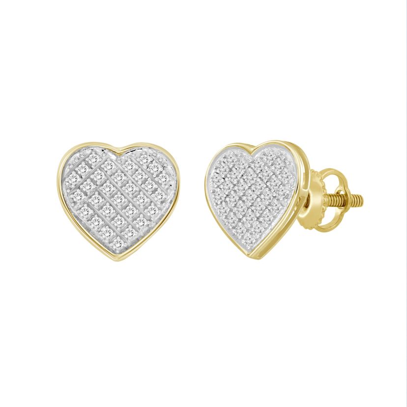 1/4ct. t.w. Heart Shape Diamond Stud Earring in 10K Yellow Gold