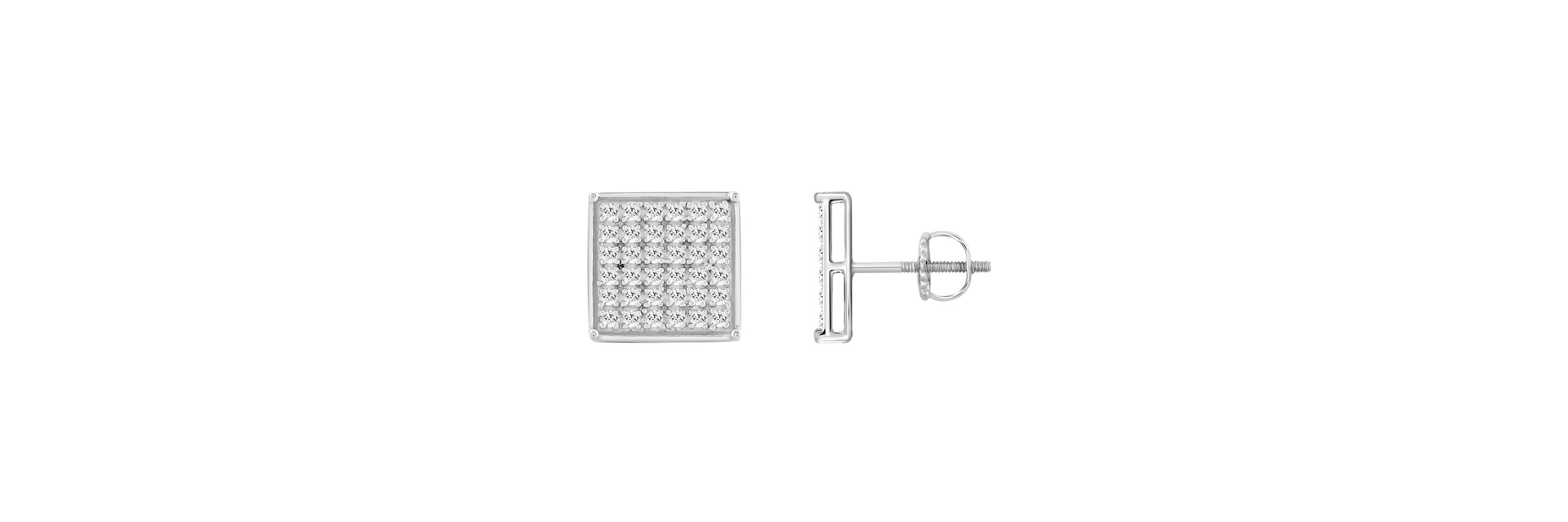 1/4ct. t.w. Square Shape Diamond Stud Earring in 10K White Gold