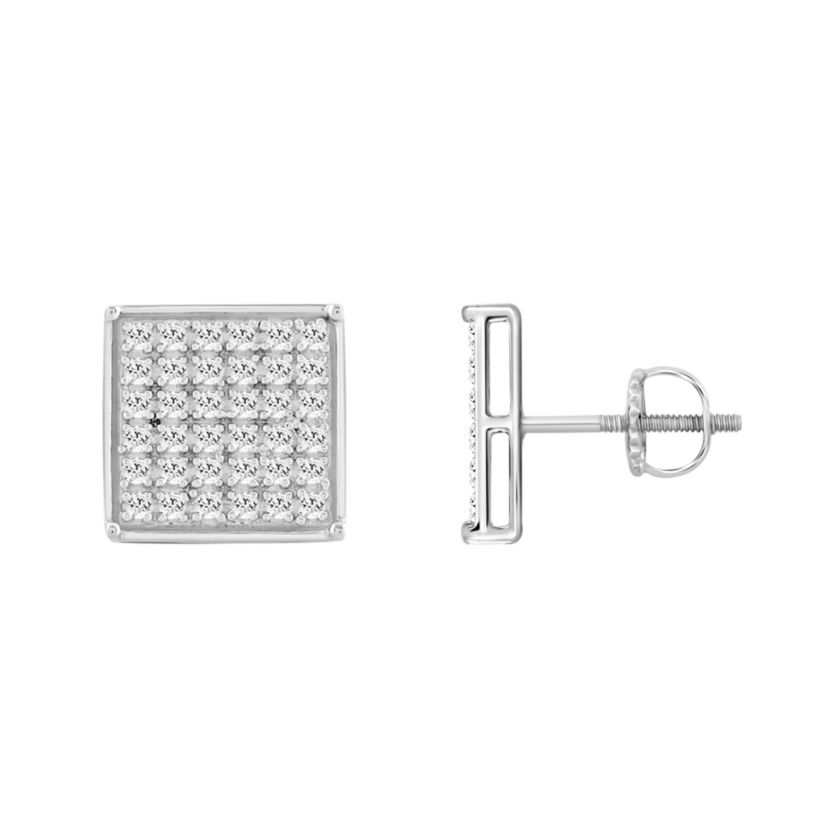 1/4ct. t.w. Square Shape Diamond Stud Earring in 10K White Gold