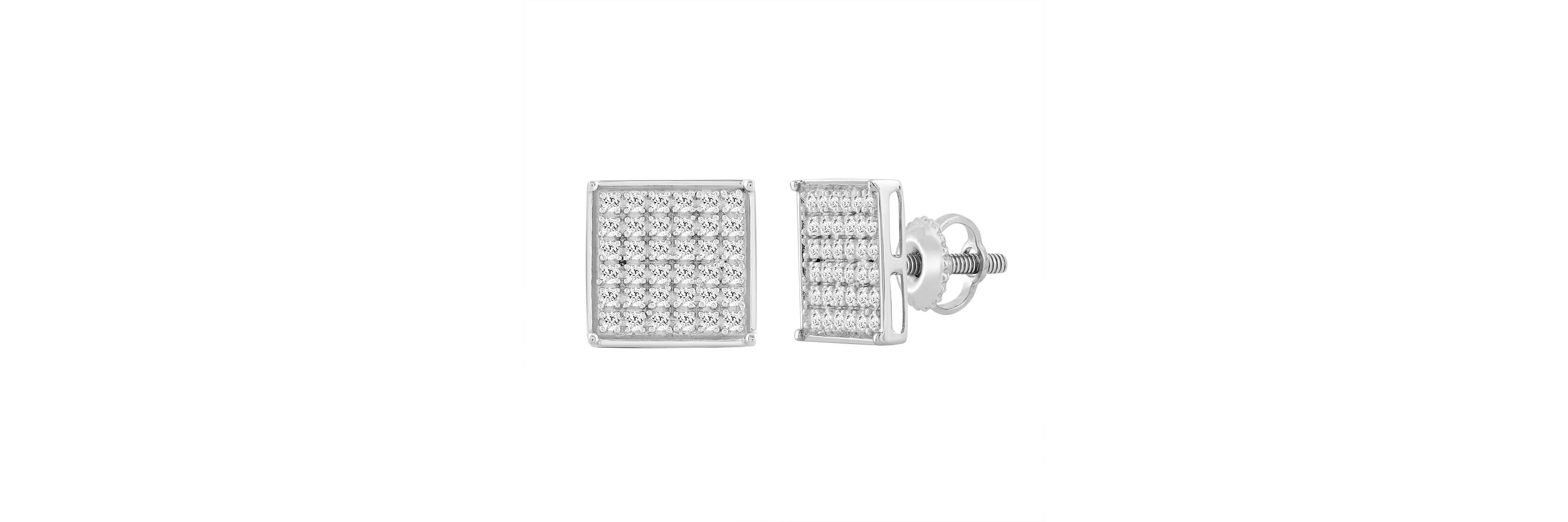 1/4ct. t.w. Square Shape Diamond Stud Earring in 10K White Gold