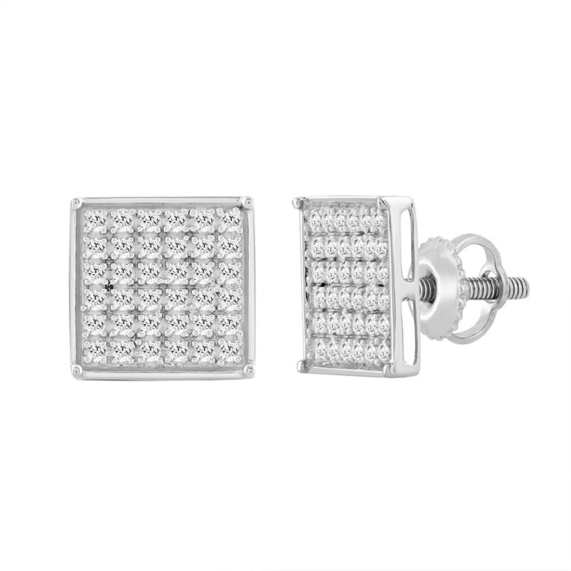1/4ct. t.w. Square Shape Diamond Stud Earring in 10K White Gold