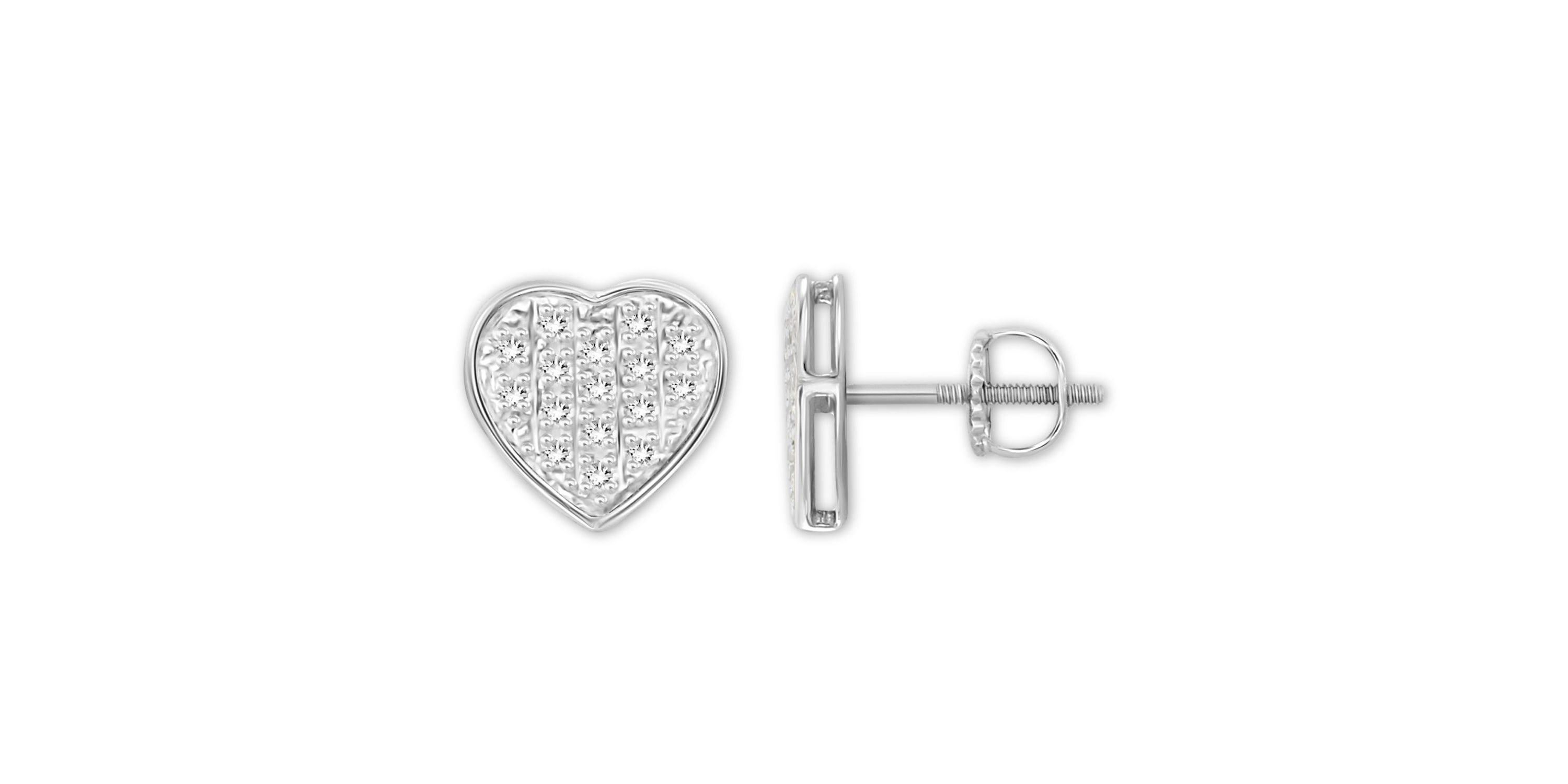 1/10ct. t.w. Heart Shape Diamond Stud Earring in Sterling Silver