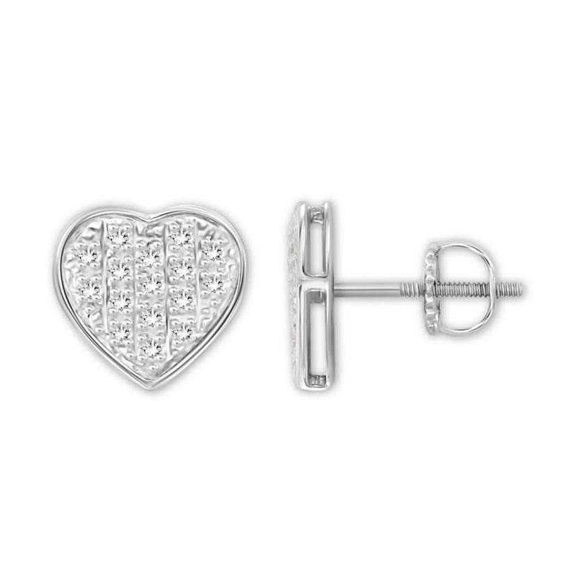 1/10ct. t.w. Heart Shape Diamond Stud Earring in Sterling Silver