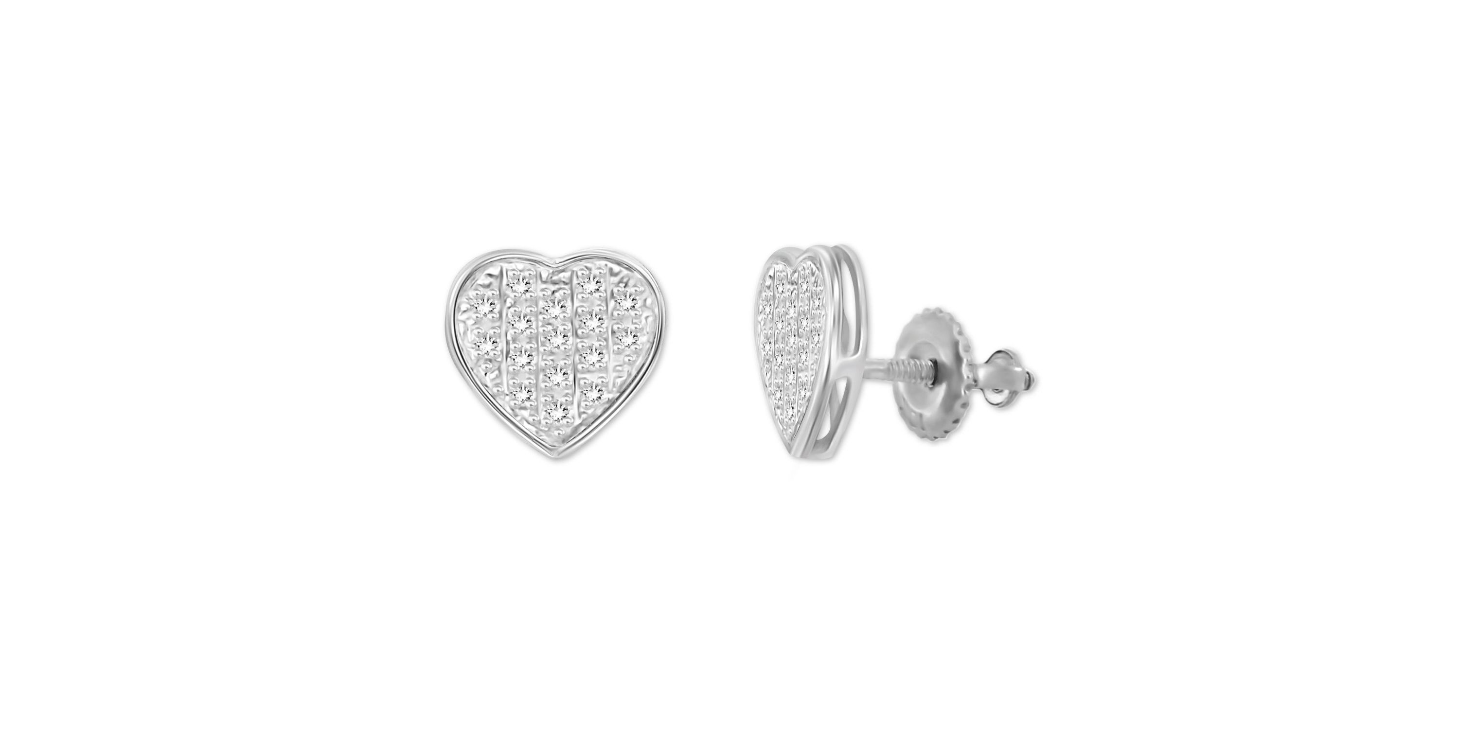 1/10ct. t.w. Heart Shape Diamond Stud Earring in Sterling Silver