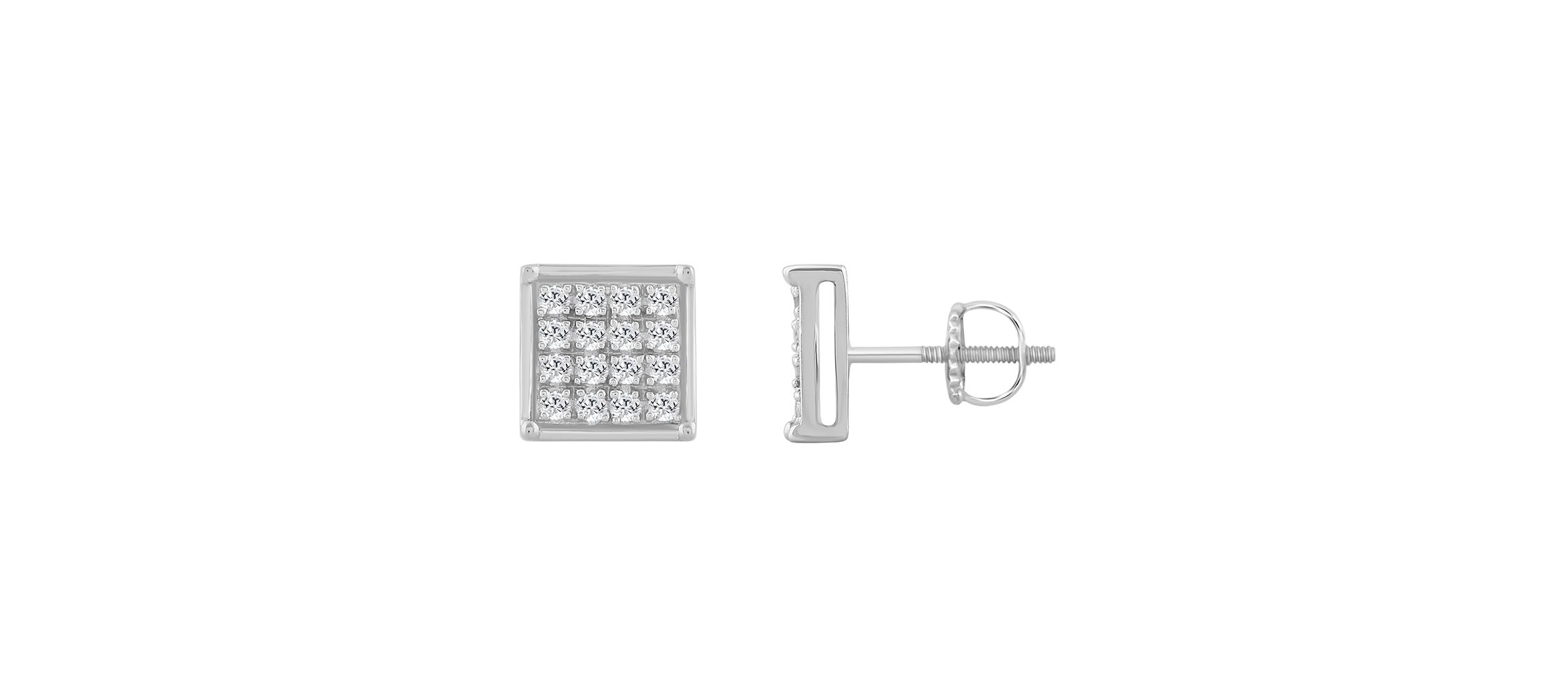 1/10ct. t.w. Square Shape Diamond Stud Earring in Sterling Silver