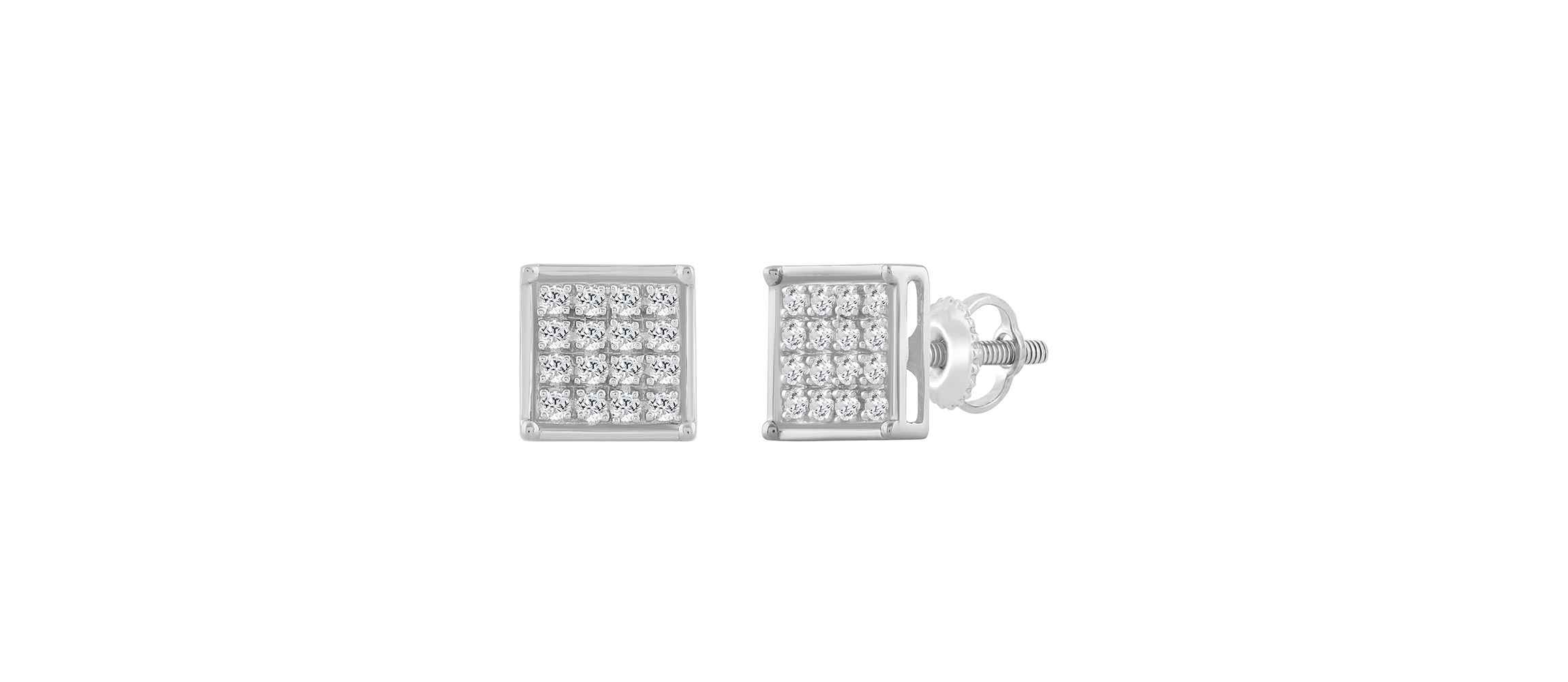 1/10ct. t.w. Square Shape Diamond Stud Earring in Sterling Silver