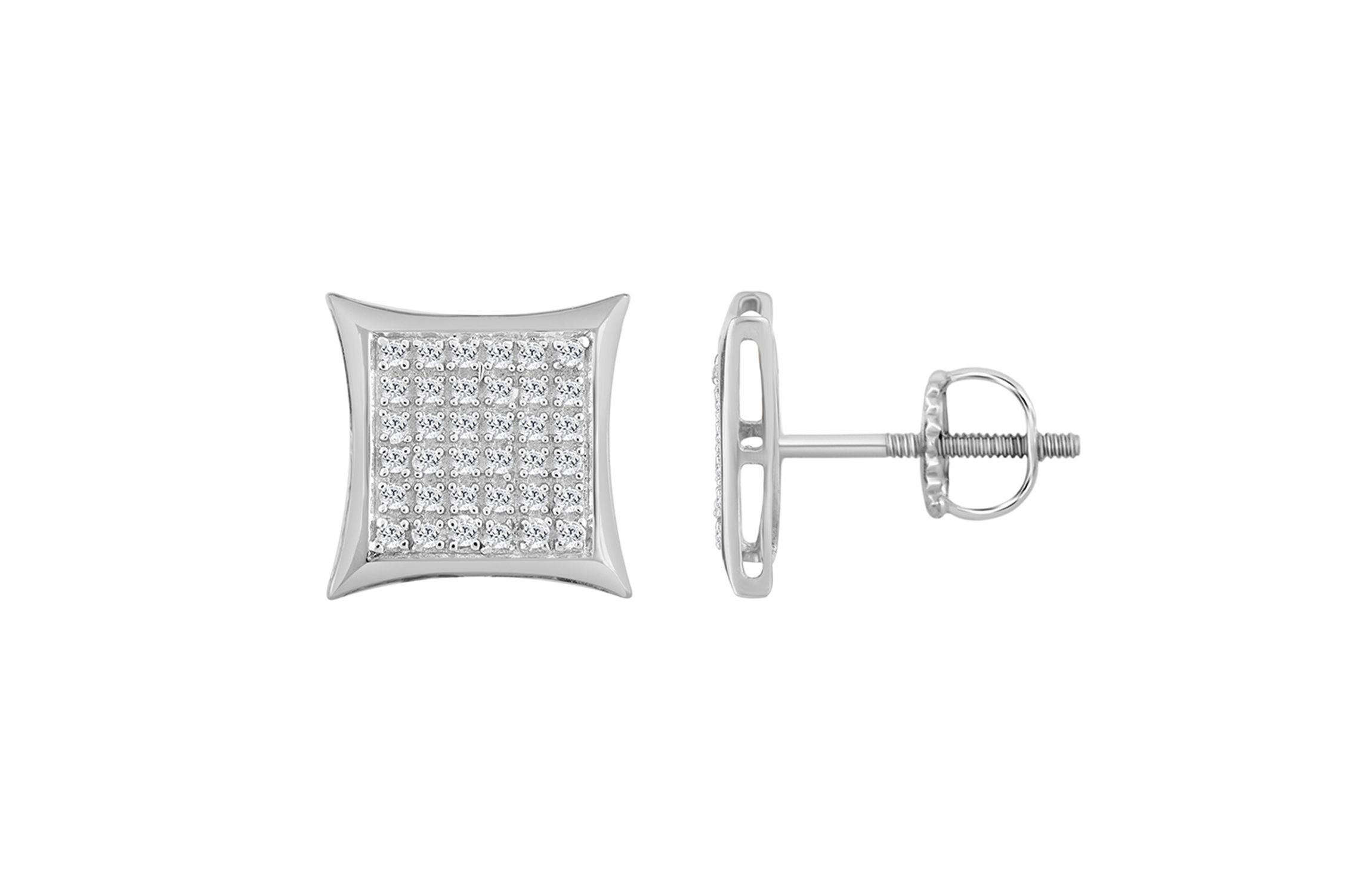 1/4ct. t.w. Kite Shape Diamond Stud Earring in Sterling Silver