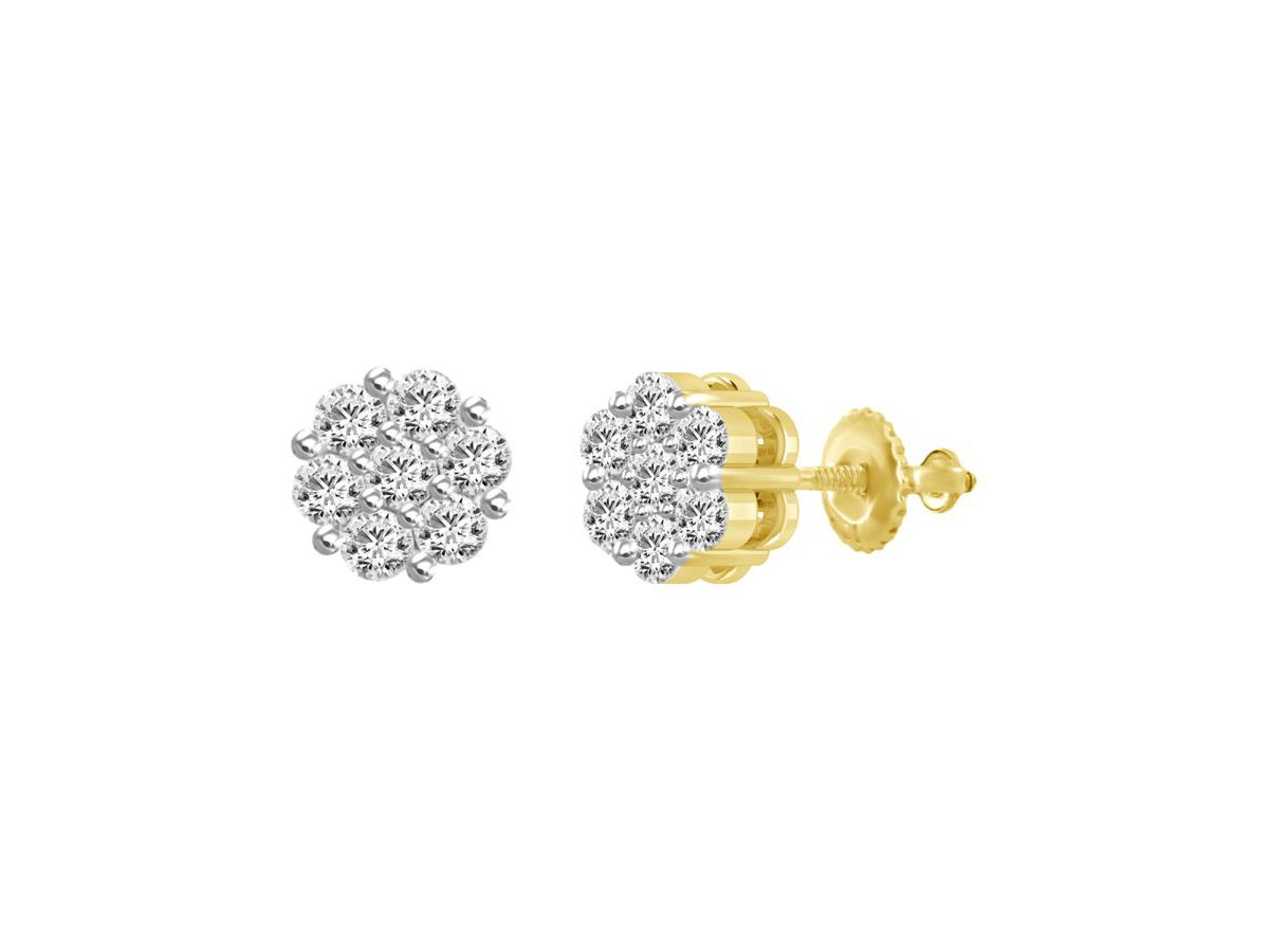 1/6ct. t.w. Flower Diamond Stud Earring in 10K Yellow Gold