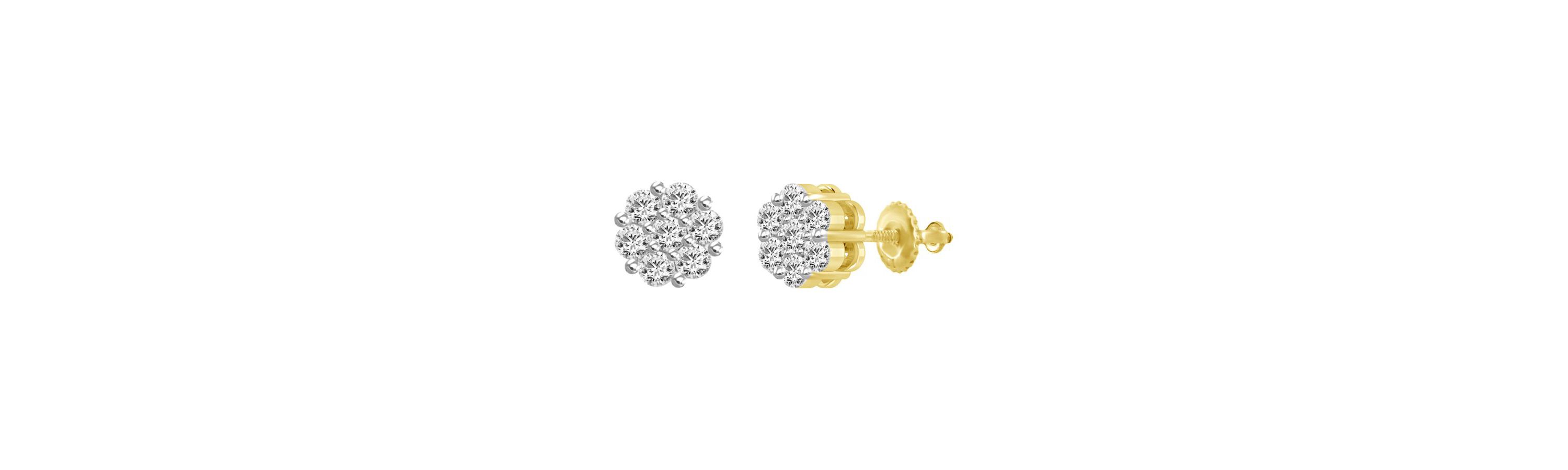 1/6ct. t.w. Flower Diamond Stud Earring in 10K Yellow Gold