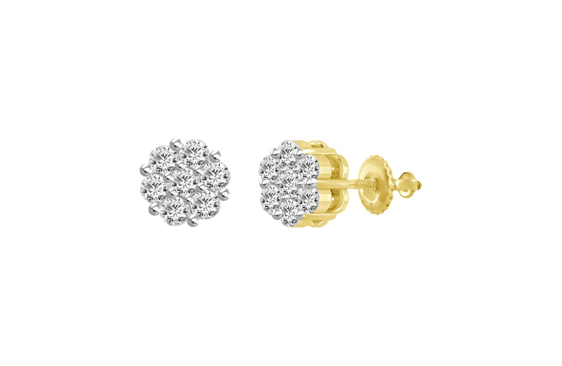 1/2ct. t.w. Flower Diamond Stud Earring in 14K Yellow Gold