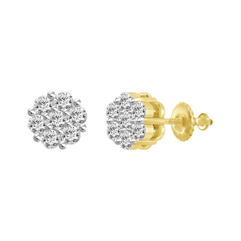 1/2ct. t.w. Flower Diamond Stud Earring in 14K Yellow Gold