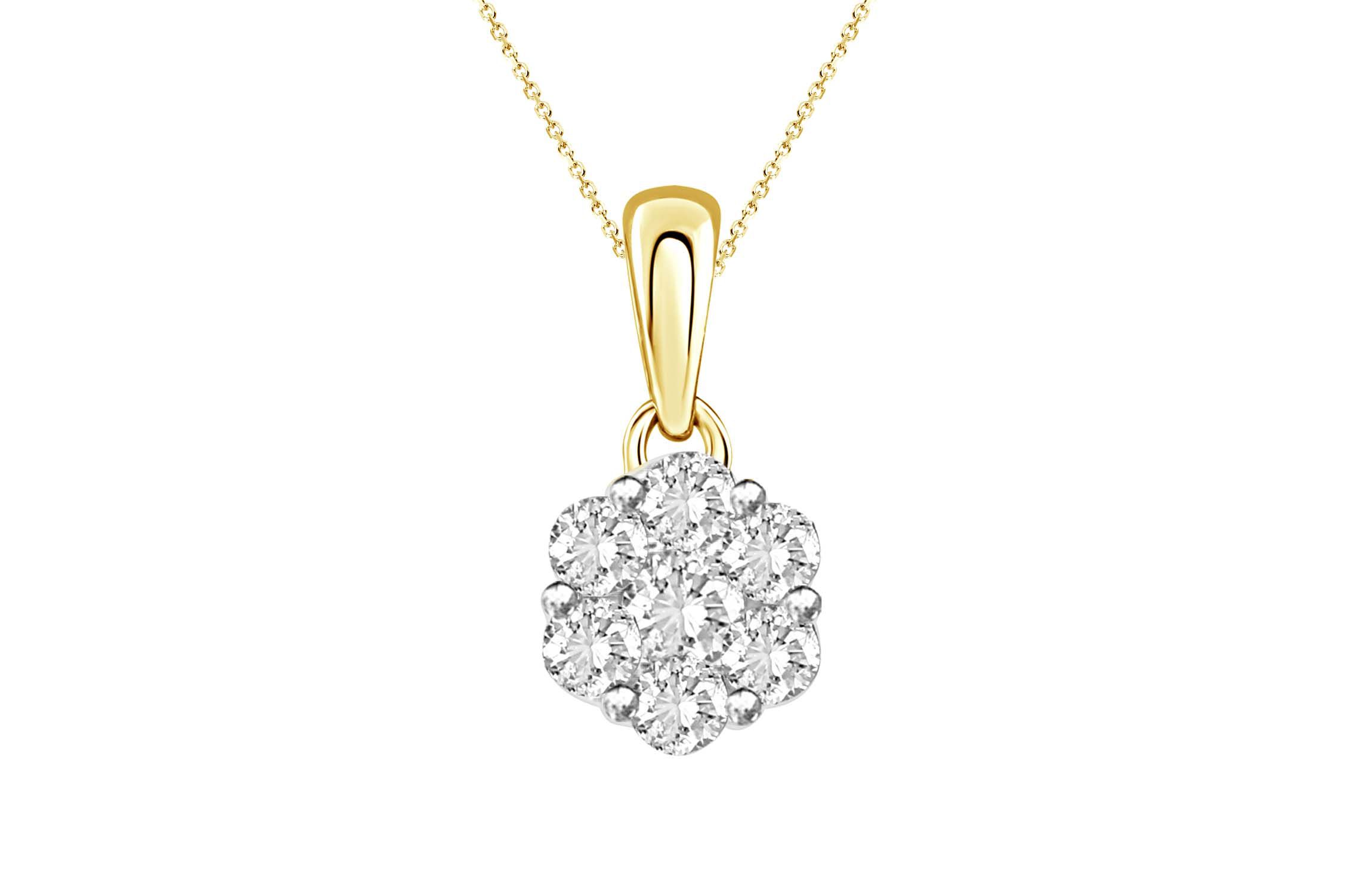 1/4ct. t.w. Diamond Flower Pendant Neckace in 10K Yellow Gold