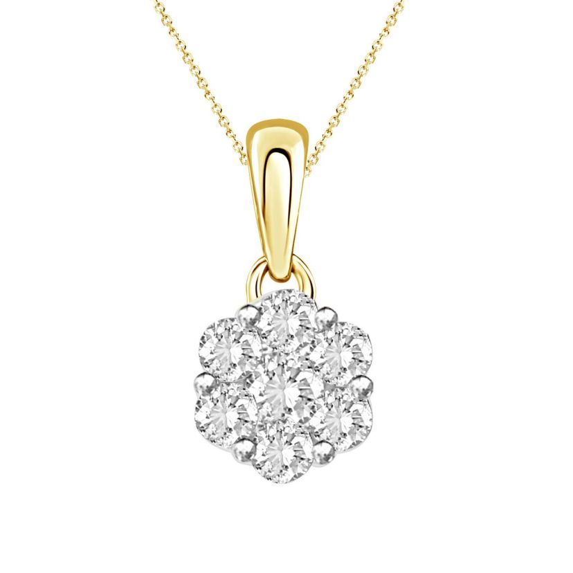 1/4ct. t.w. Diamond Flower Pendant Neckace in 10K Yellow Gold