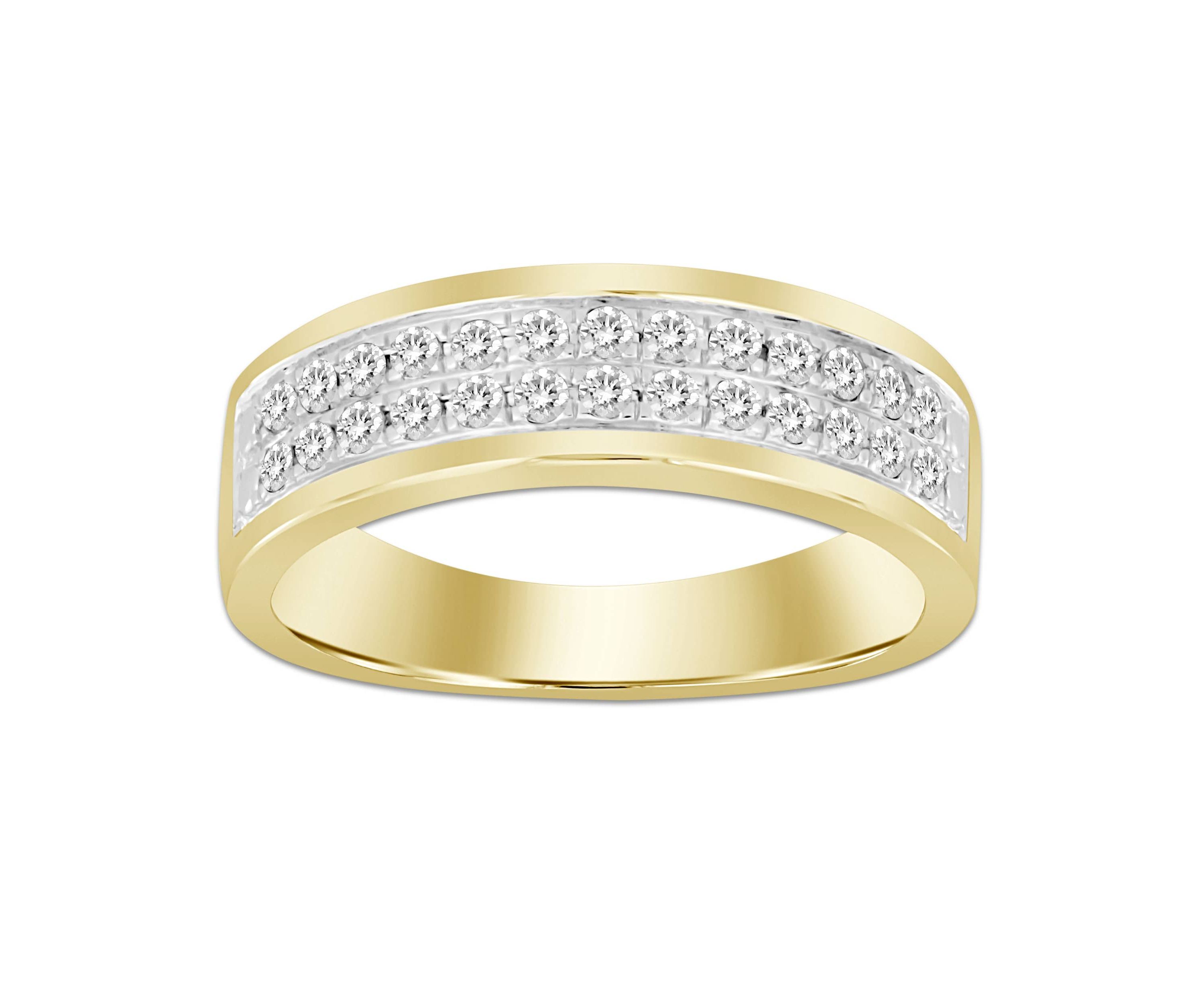 14K Yellow Gold 1/3ct Round Diamond Mens Band