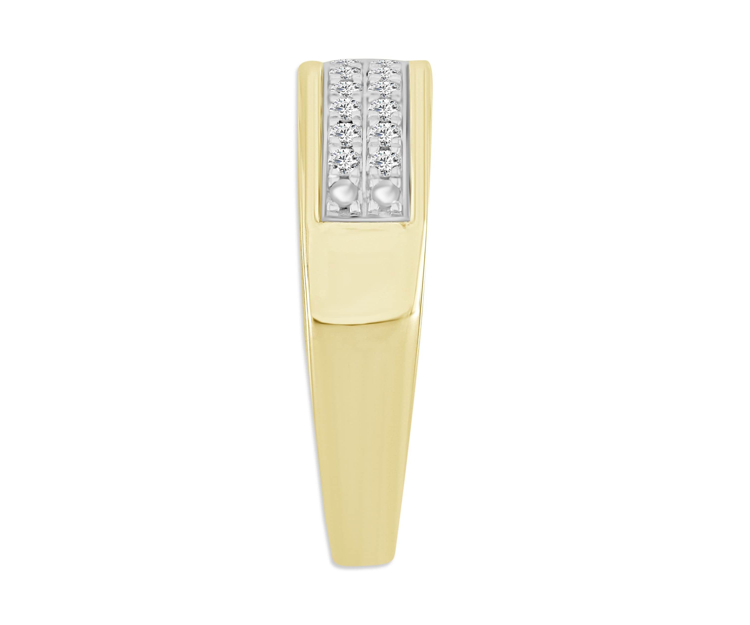14K Yellow Gold 1/3ct Round Diamond Mens Band