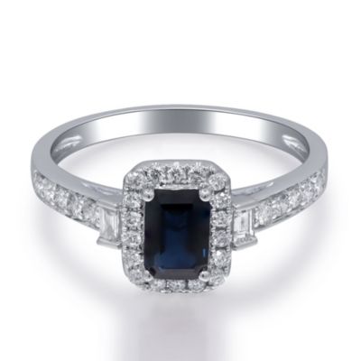 Anika and August Blue Sapphire Ring in 14K White Gold