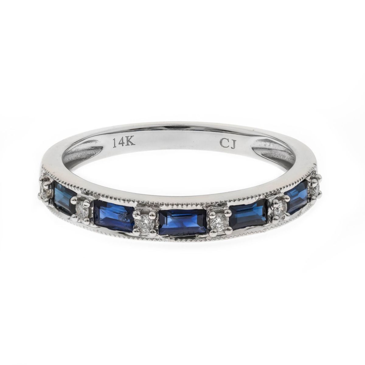 Blue Sapphire Ring in 14K White Gold