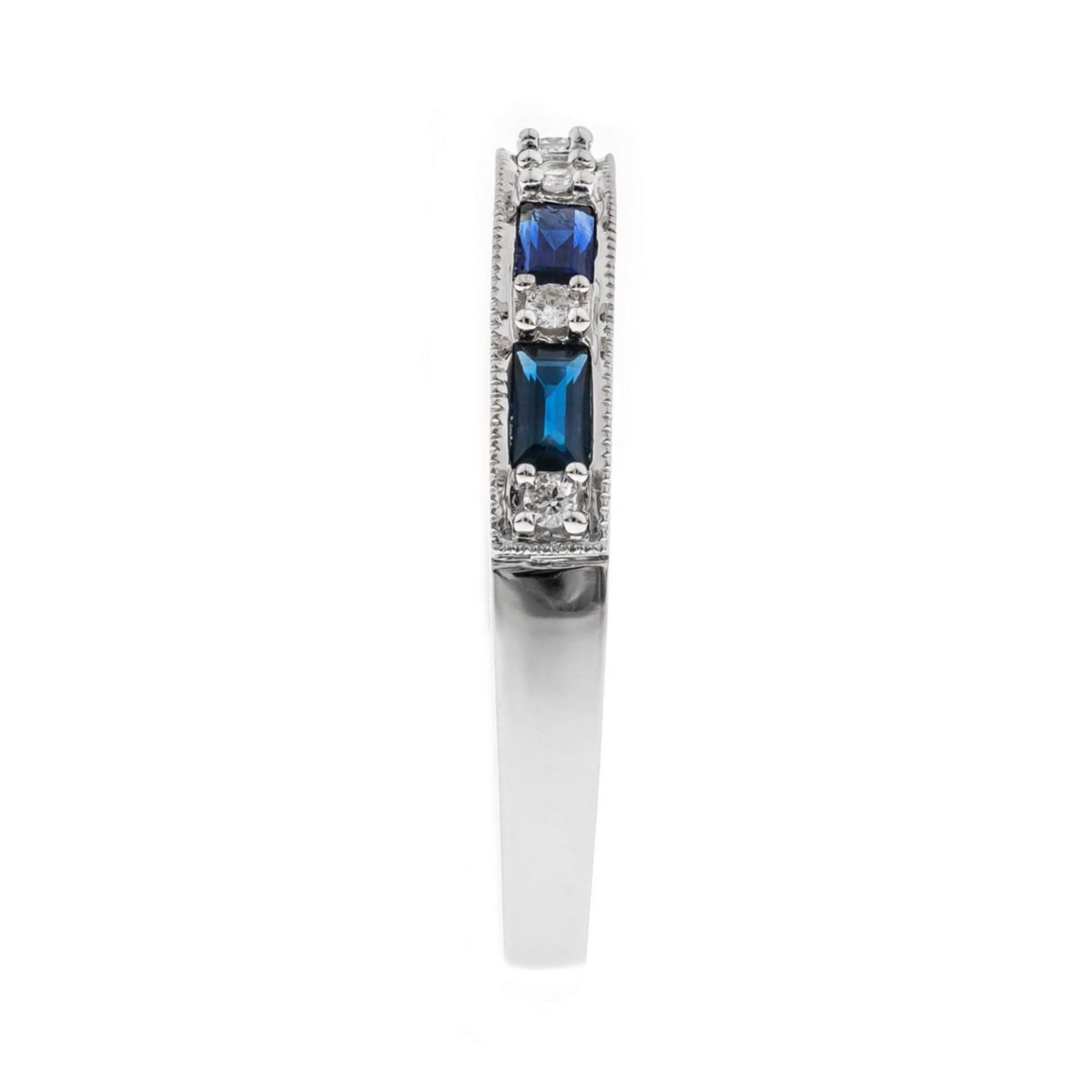 Blue Sapphire Ring in 14K White Gold
