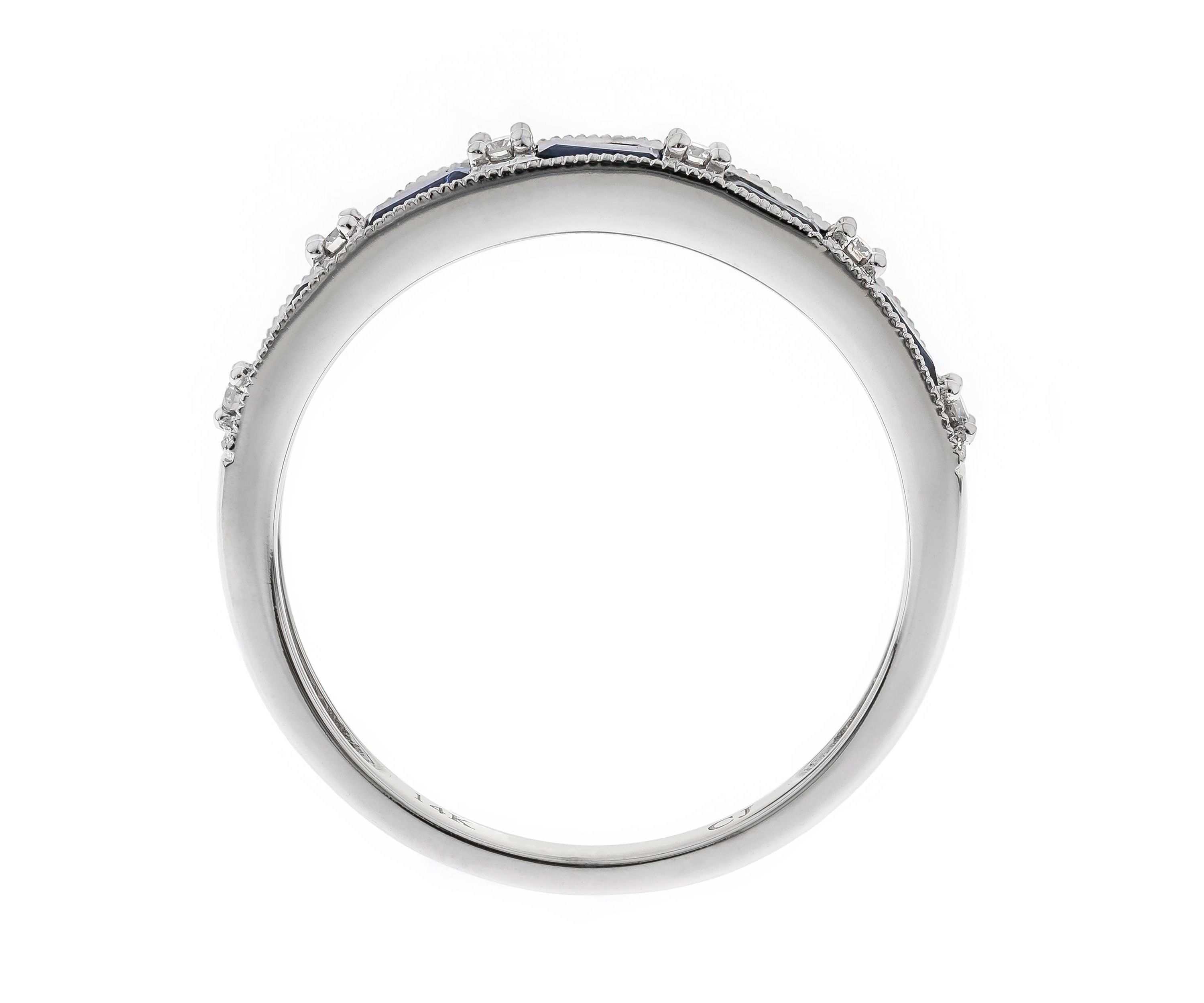 Blue Sapphire Ring in 14K White Gold
