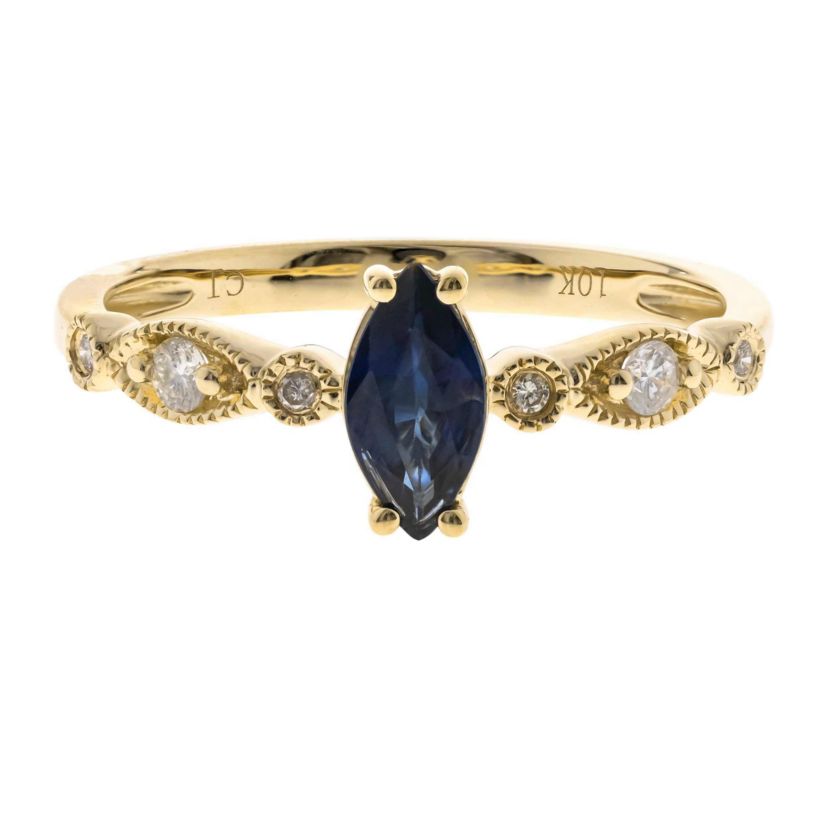 Blue Sapphire Ring in 10K Yellow Gold
