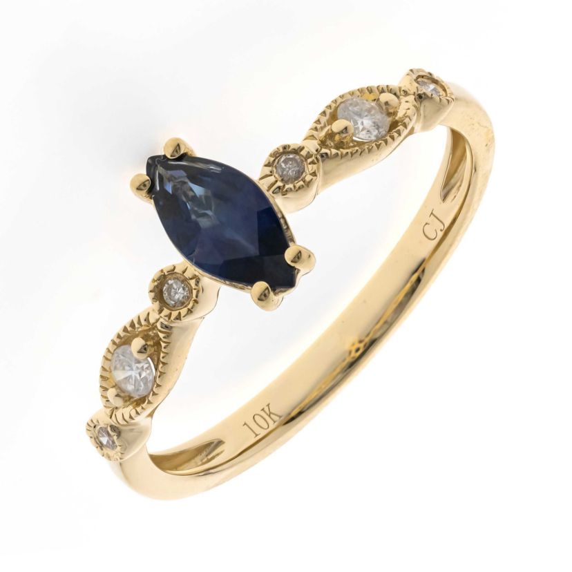 Blue Sapphire Ring in 10K Yellow Gold