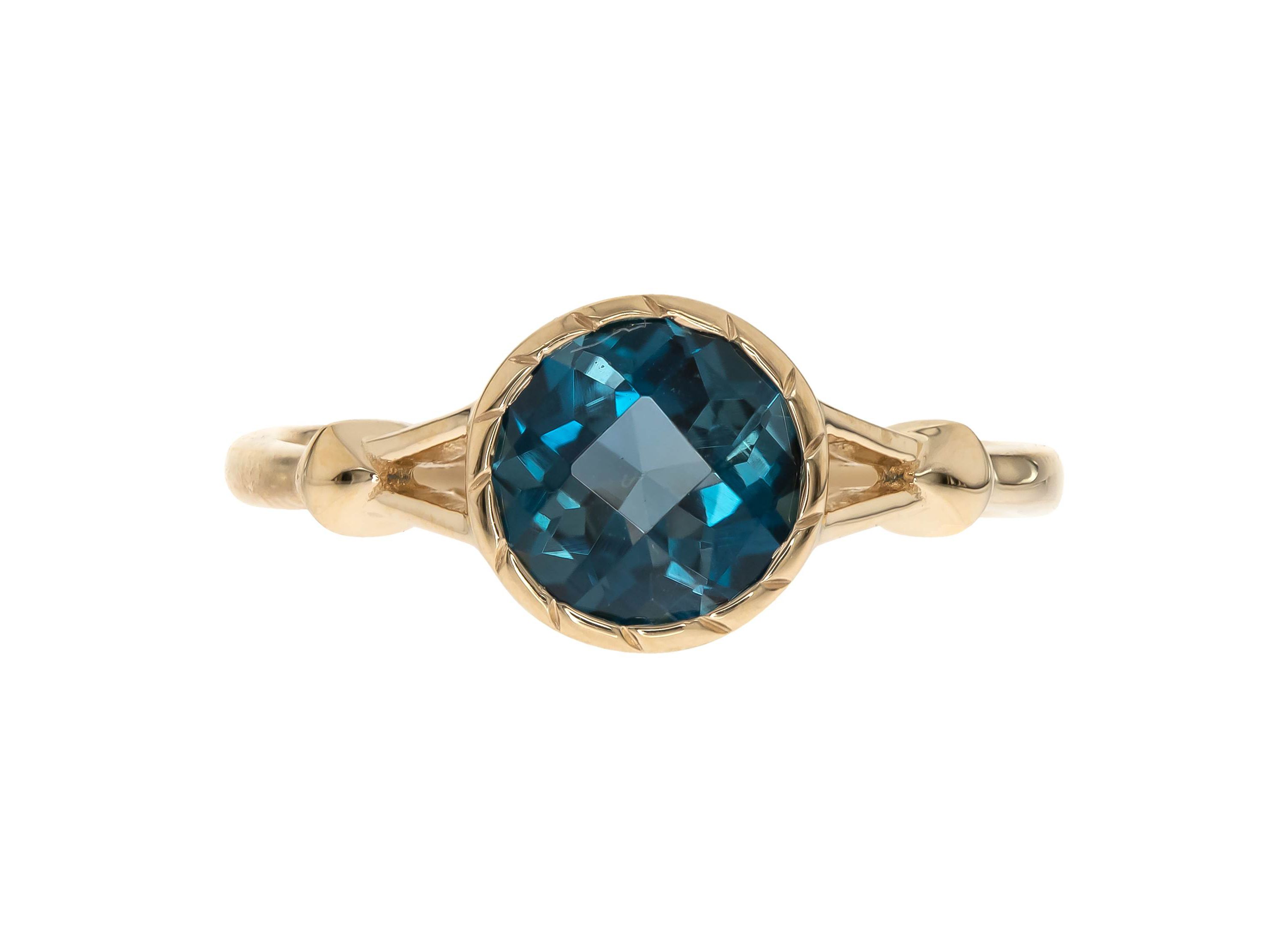 London Blue Topaz Ring in 14K Yellow Gold