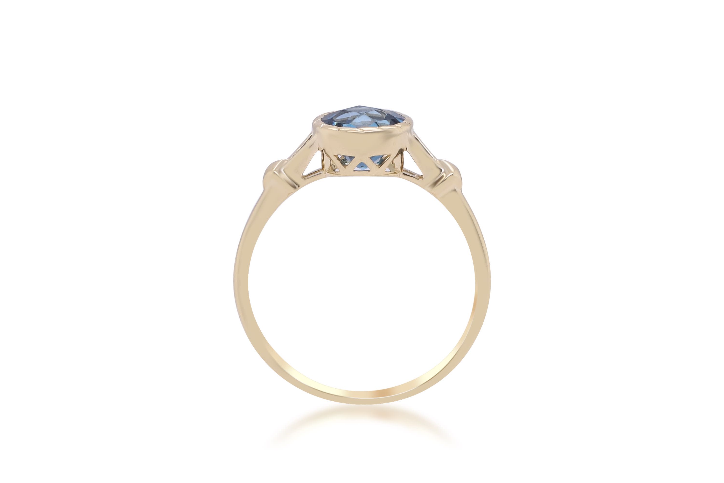 London Blue Topaz Ring in 14K Yellow Gold