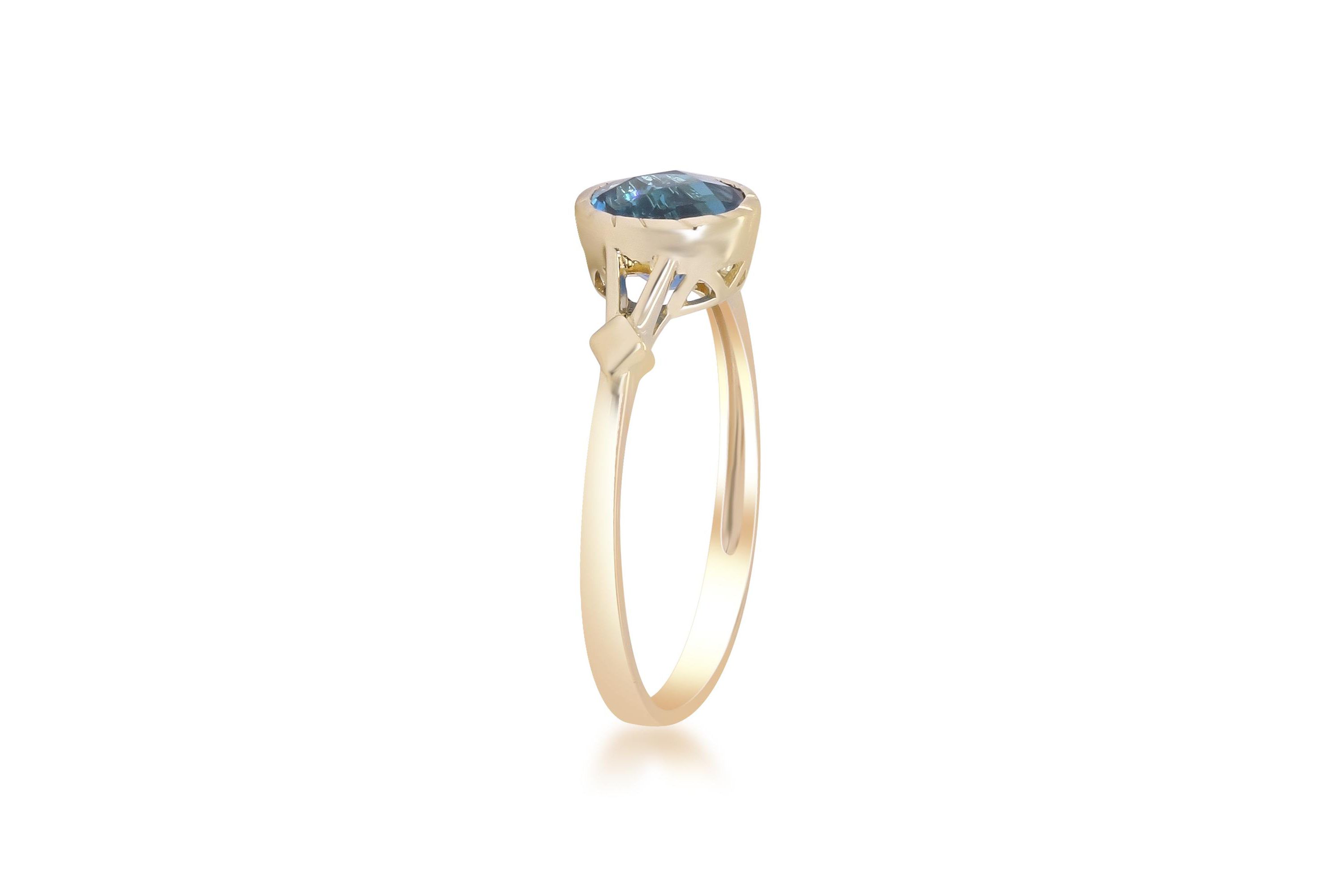 London Blue Topaz Ring in 14K Yellow Gold