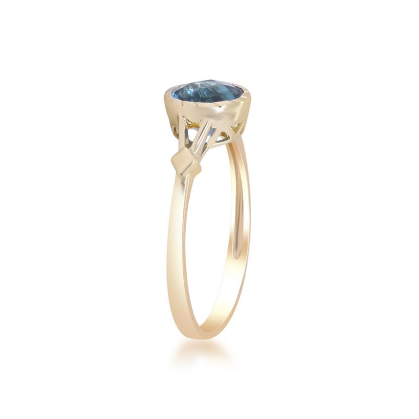 London Blue Topaz Ring in 14K Yellow Gold