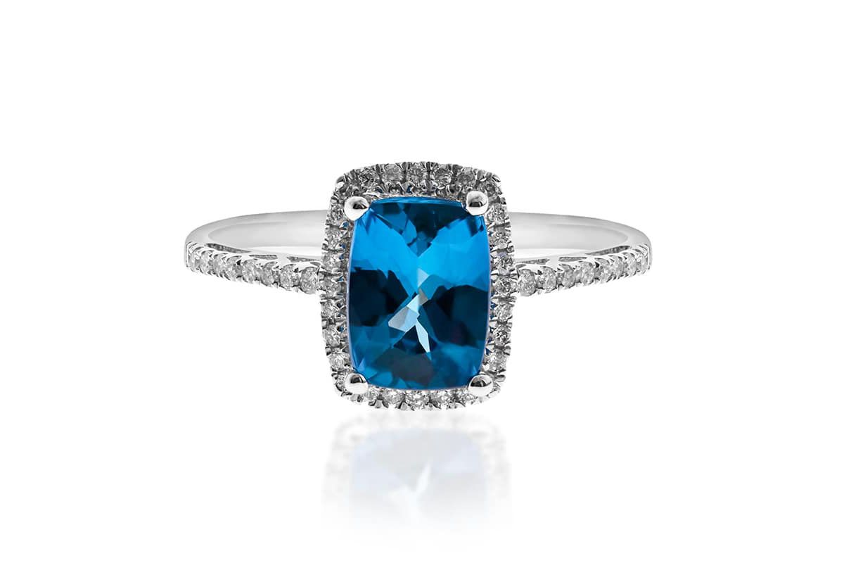 London Blue Topaz Ring in 14K White Gold