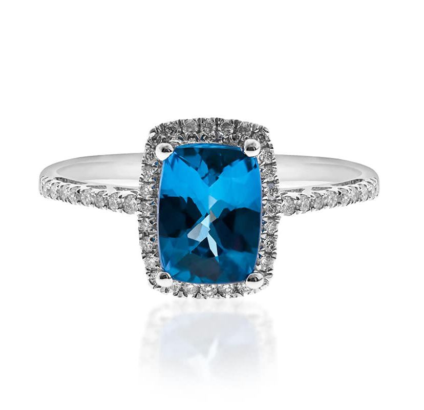 London Blue Topaz Ring in 14K White Gold