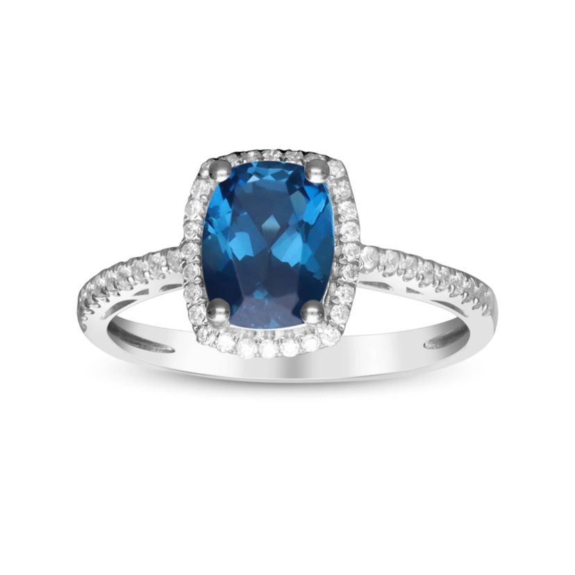 London Blue Topaz Ring in 14K White Gold