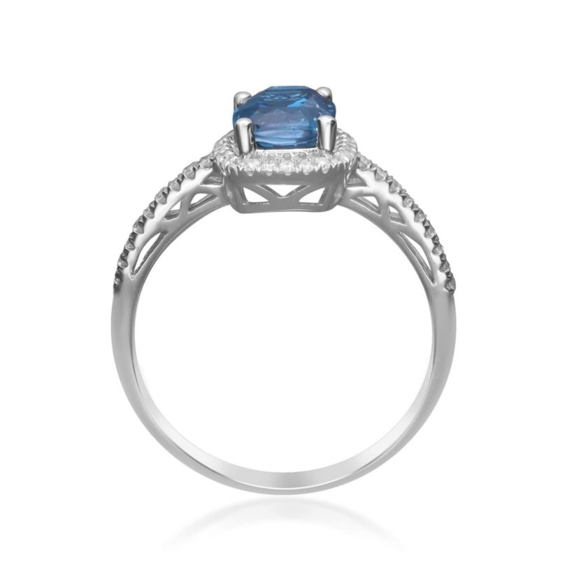 London Blue Topaz Ring in 14K White Gold