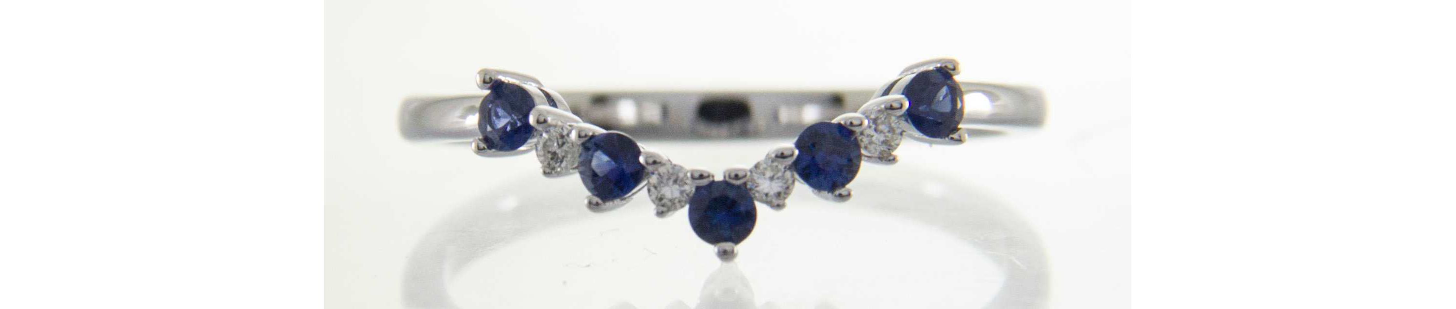 Blue Sapphire Ring in 10K White Gold