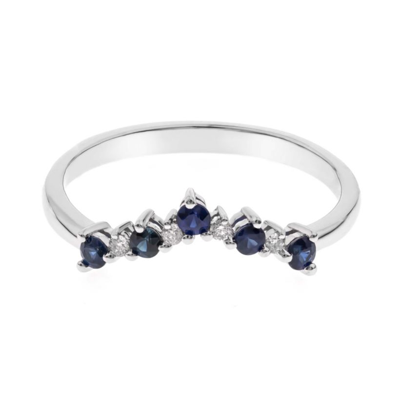 Blue Sapphire Ring in 10K White Gold