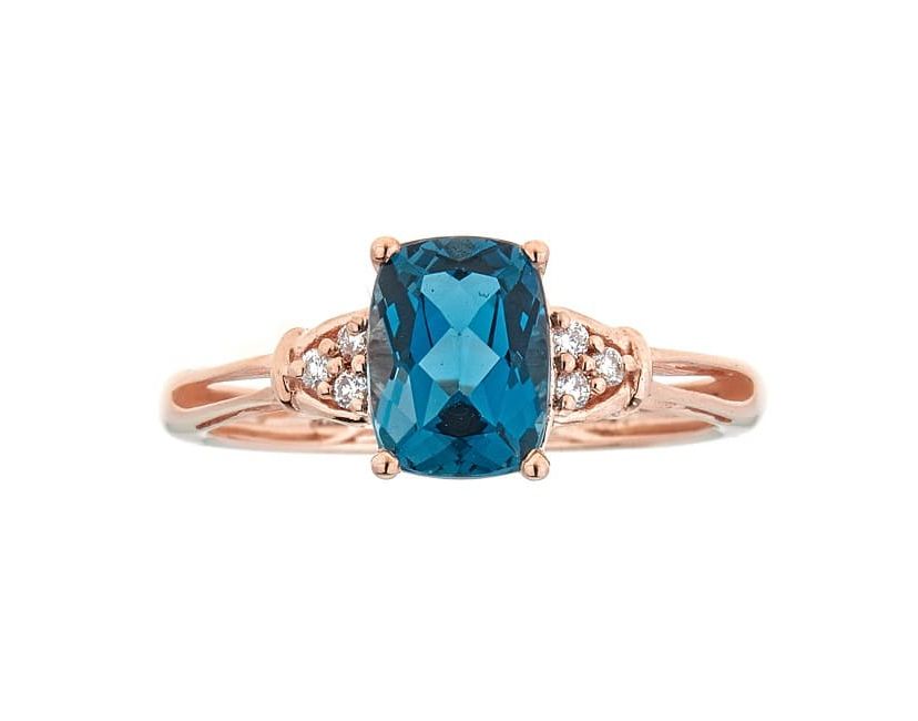 London Blue Topaz Ring in 10K Rose Gold