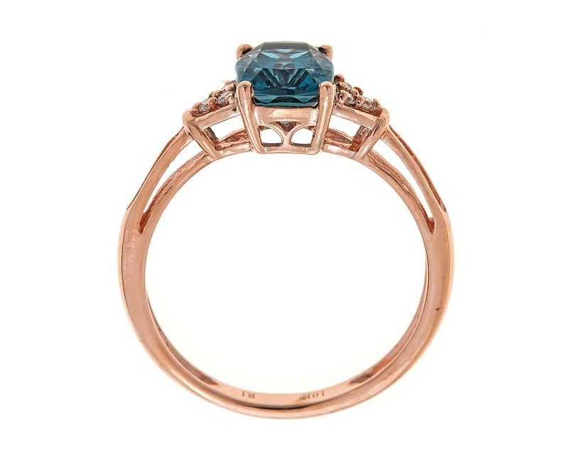 London Blue Topaz Ring in 10K Rose Gold