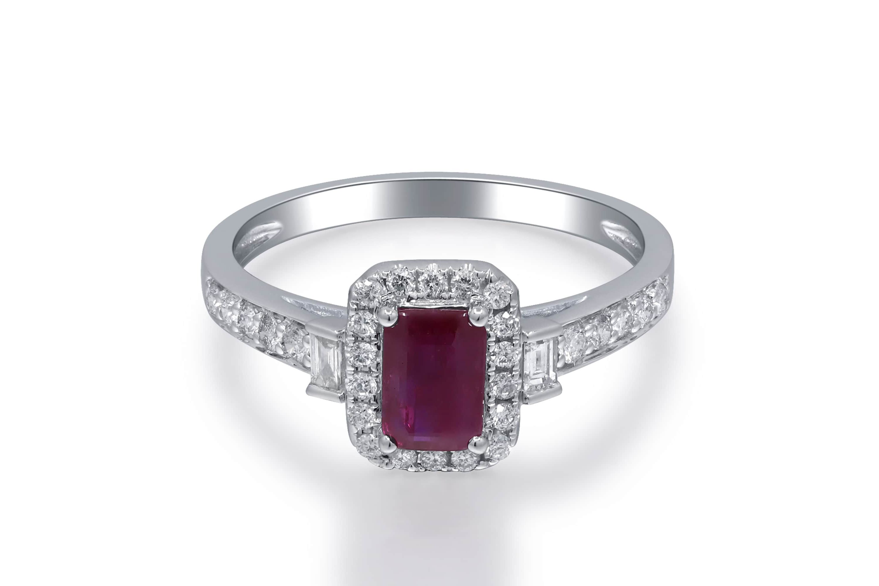 Ruby Ring in 14K White Gold