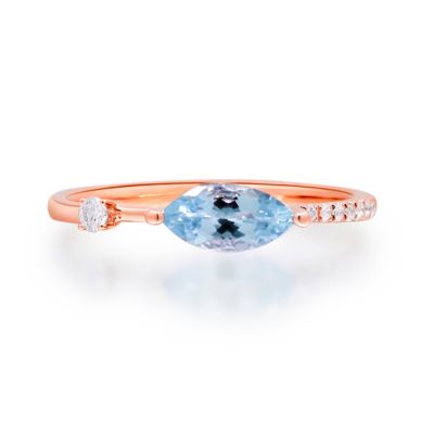Anika and August Auqamarine Ring in 14K Rose Gold, 6