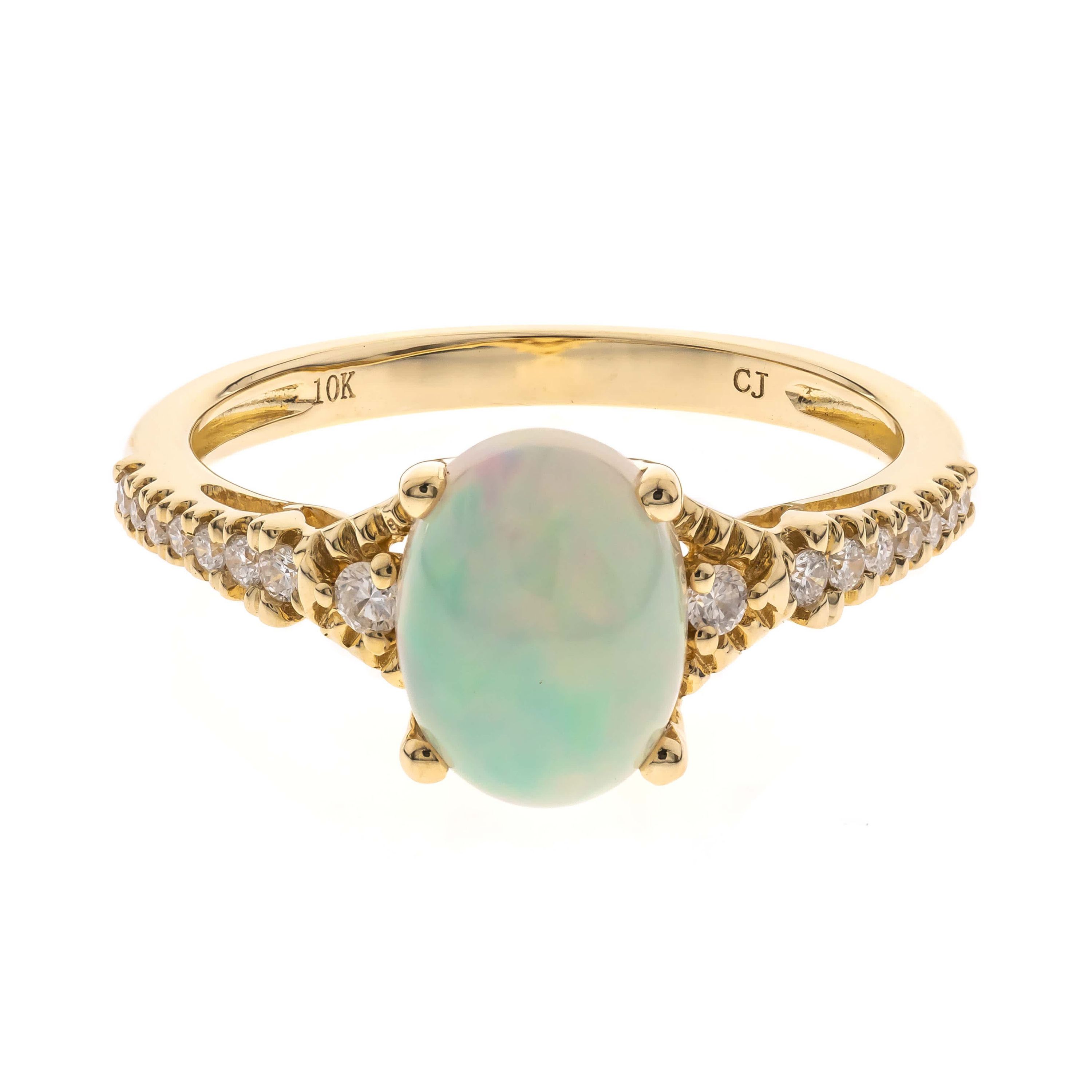 Ethiopian Opal Ring in 10K Yellow Gold
